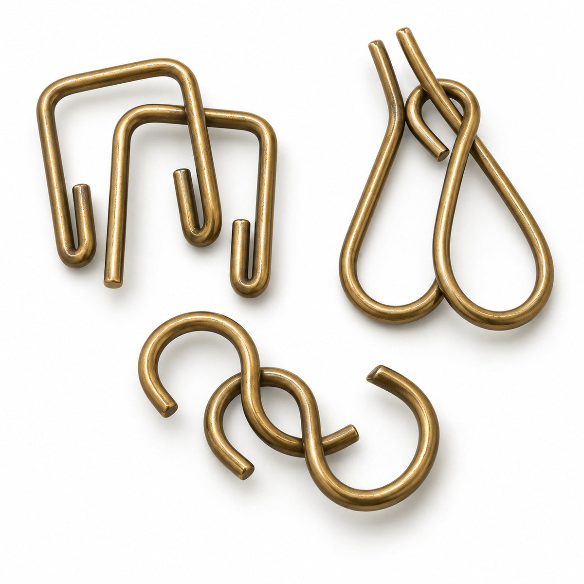 Brass Loop Puzzle Trio
