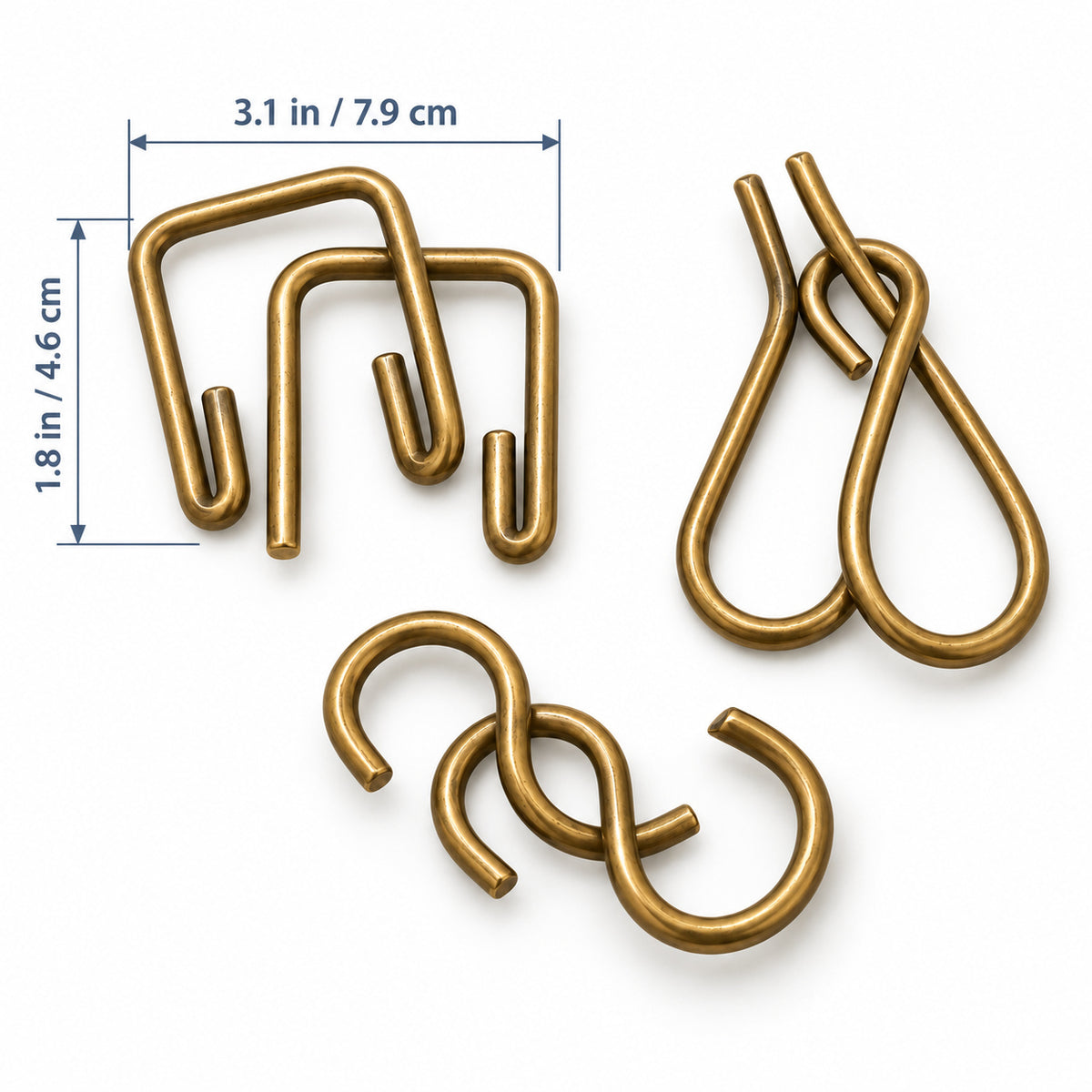 Brass Loop Puzzle Trio