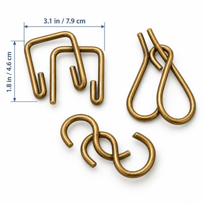 Brass Loop Puzzle Trio