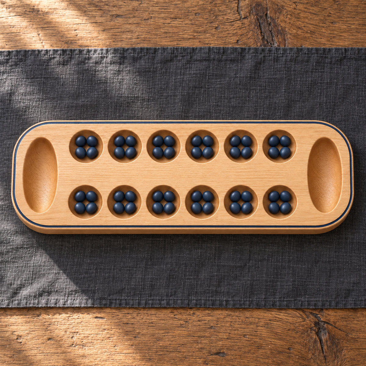 Oiled Beech Mancala Board