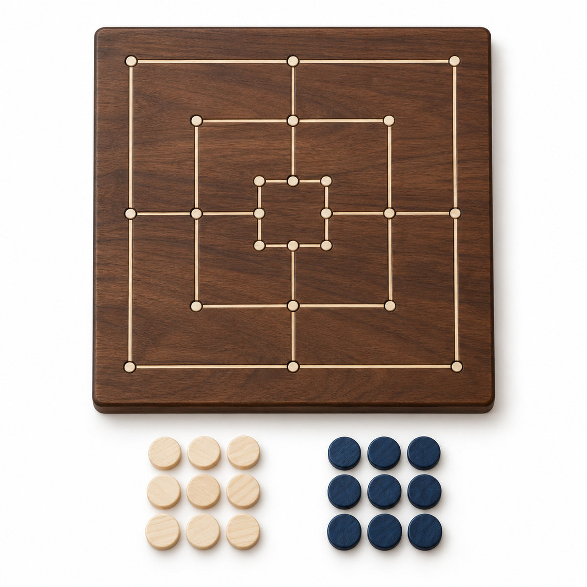 Walnut Nine Men's Morris Set