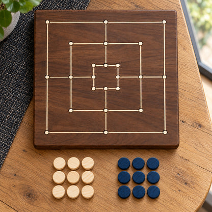 Walnut Nine Men's Morris Set